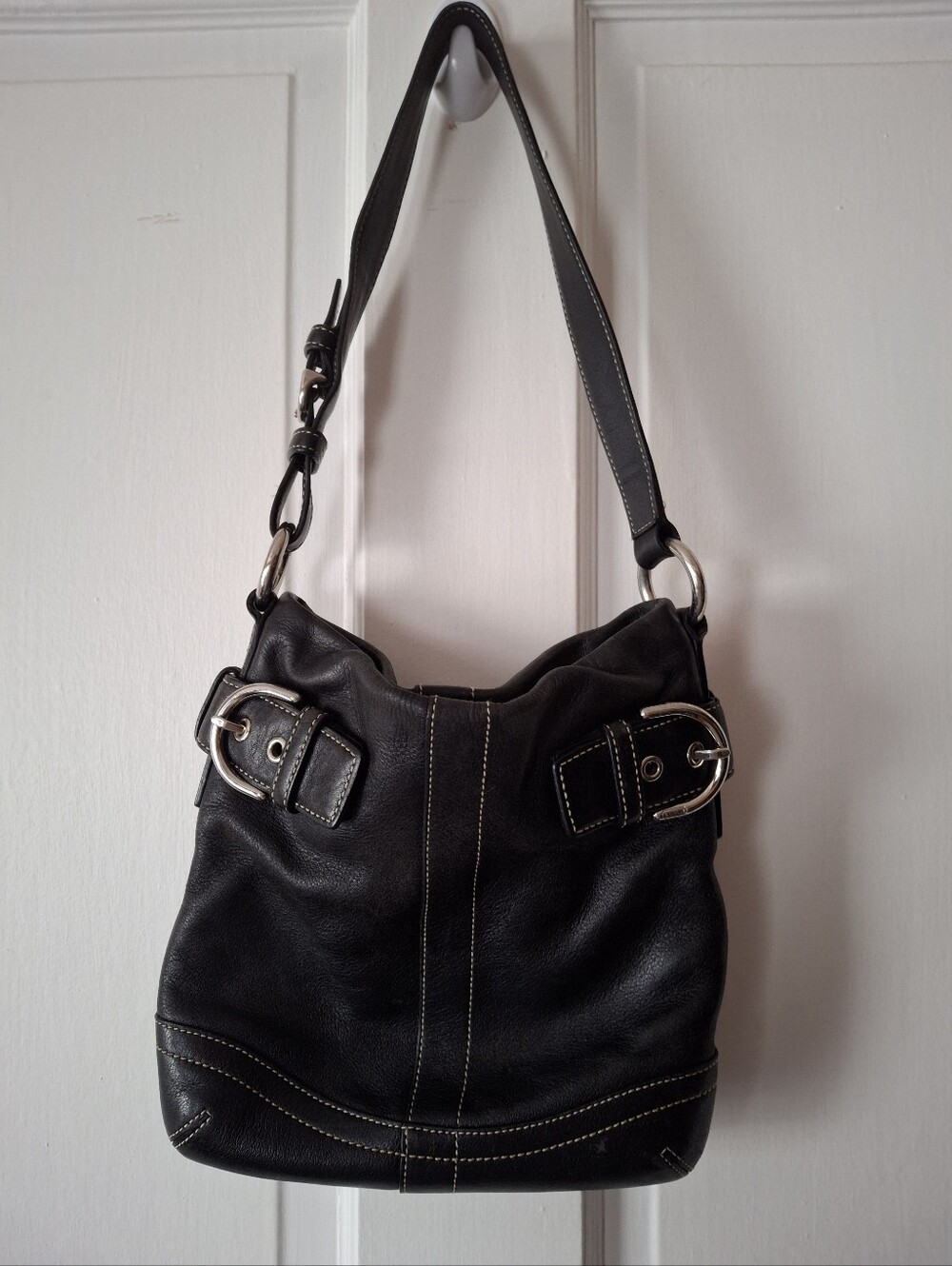Vintage Coach Slim Y2K Soho Bag Black Leather 1453